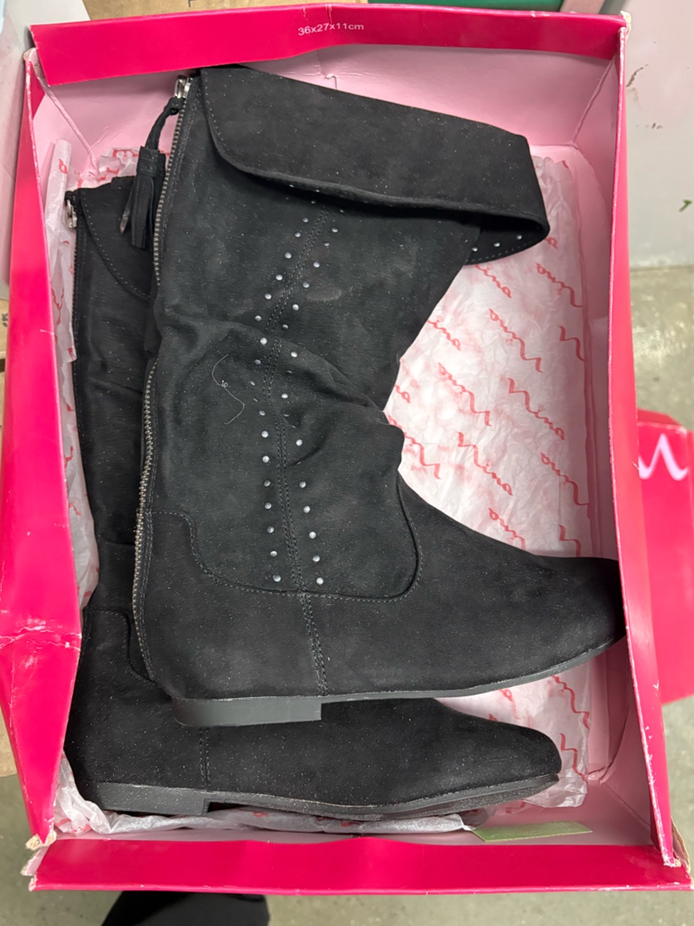 Nina Gem Girls Boots 3M Black Microsuede Knee High